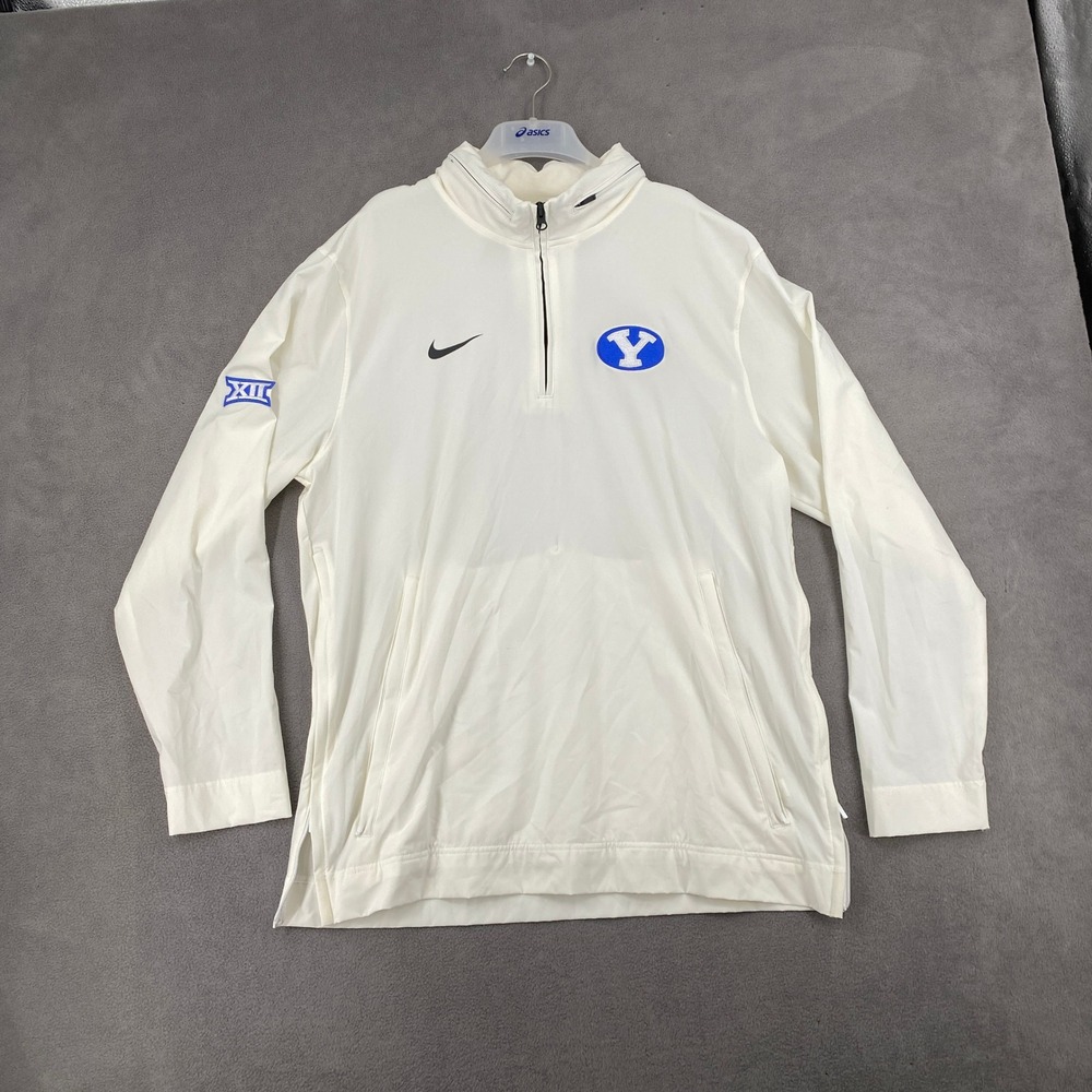 Nike BYU Cougars Big 12 Quarter Zip Pullover Windbreaker White FJ9545-101 Mens L